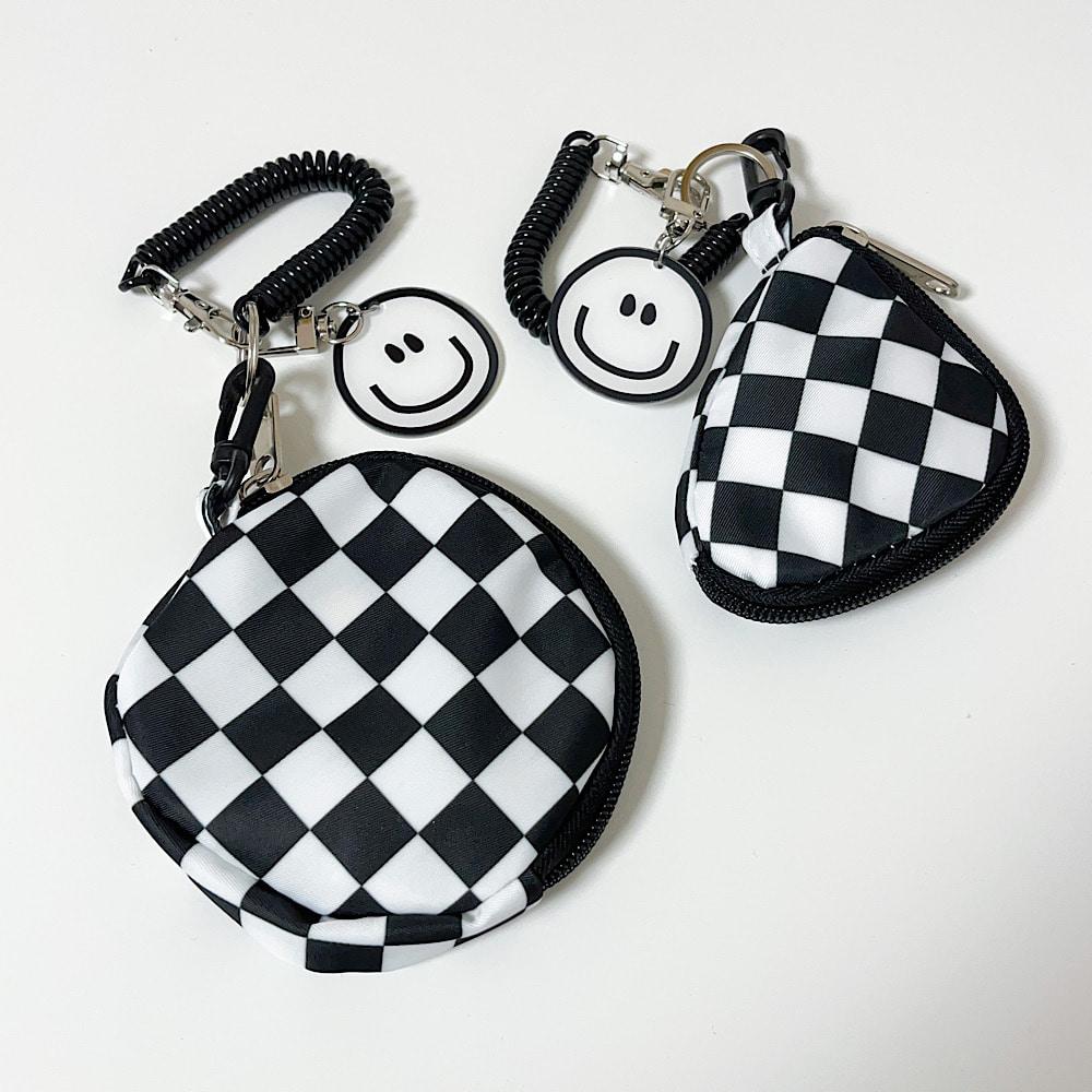 (2종) 체커보드 키링 체크무늬 에어팟 동전지갑 미니 파우치