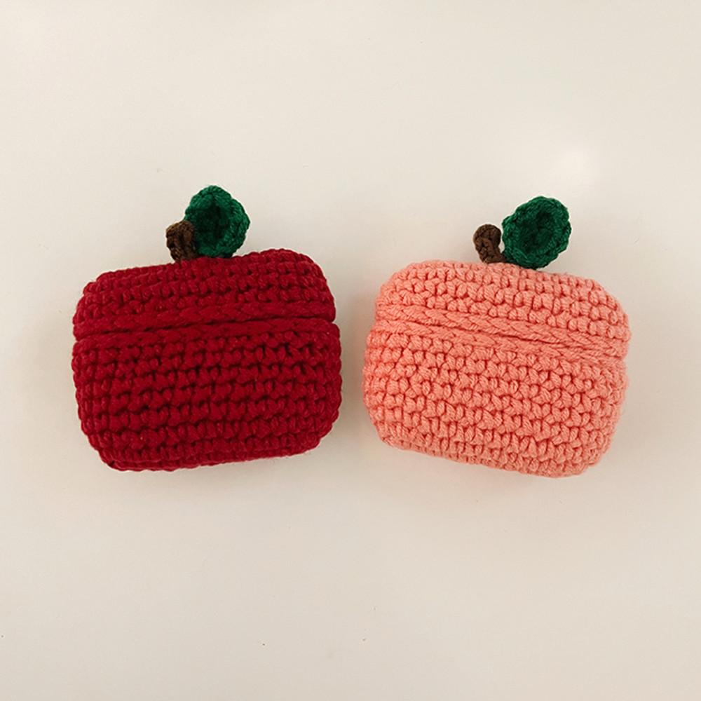 레드 사과 애플 복숭아 피치 에어팟 1세대 2세대 프로 니트 케이스 손뜨개 핸드메이드 선물 추천
