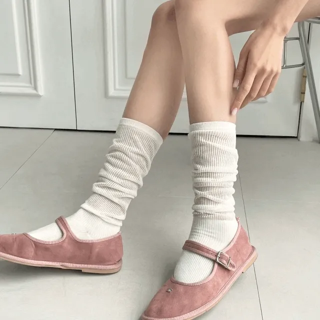 [❣2개 묶음 할인❣/오늘출발] 얇은 시스루 롱 레그워머 골지 주름 스타킹 봄 여름 양말 no.42