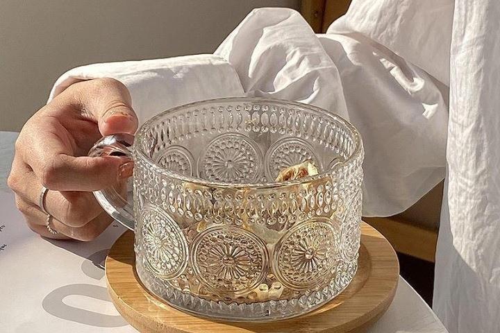 투명 머그 손잡이 요거트볼 시리얼볼 보울