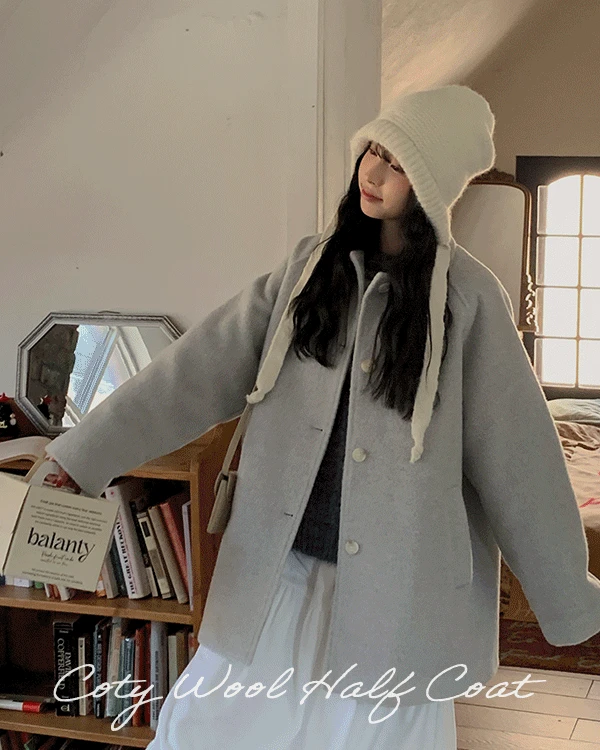 [울20%]코티 겨울 울 하프 코트