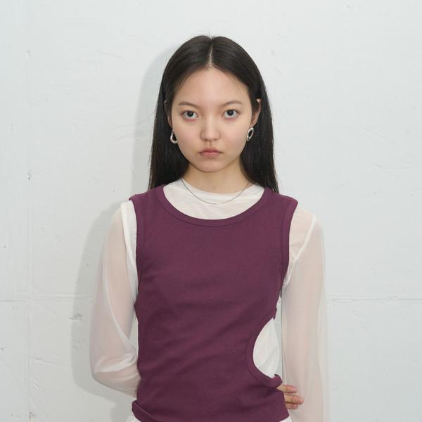 Side Cutout Ribbed Sleeveless (Purple)