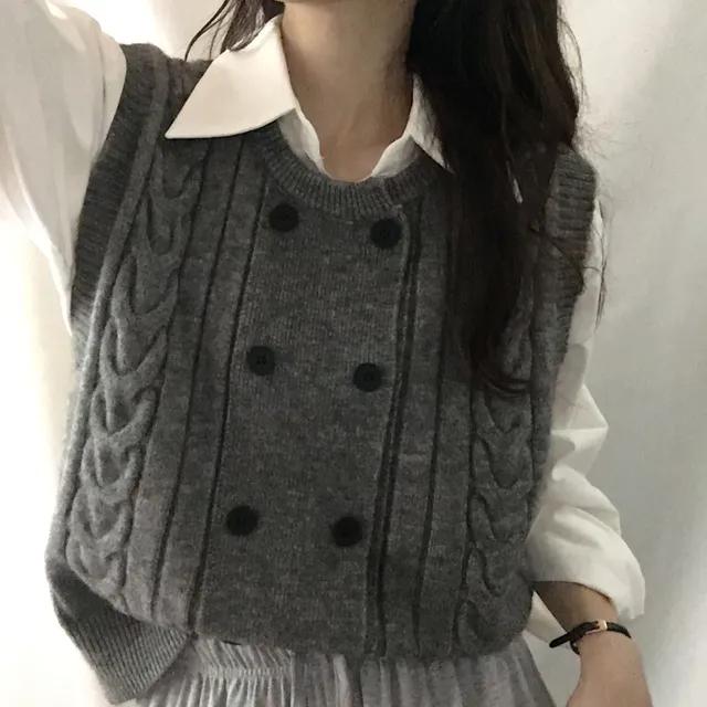 ( 레이어드필수! ) 더블꽈배기 투버튼 니트조끼 / 도톰 라운드넥 니트베스트 가디건 / 케이블 민소매 조끼 / 피셔 골지 기본니트