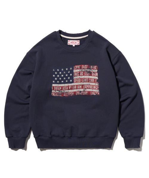 EASY & FREE FLAG SWEAT SHIRTS-NAVY