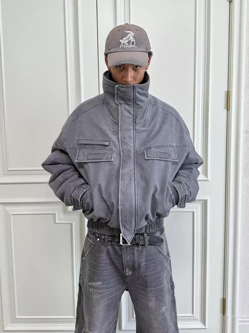 VLABMADE Stand-up rabbit fur lined mountain carving jacket