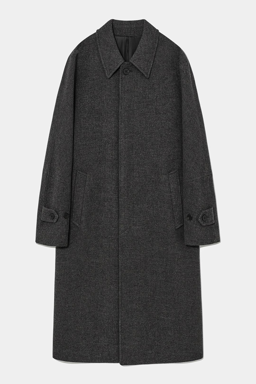 OVERSIZED SOUTIEN COLLAR COAT  - GRAY