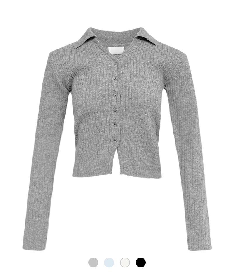 로디 카라 브이 넥 가디건