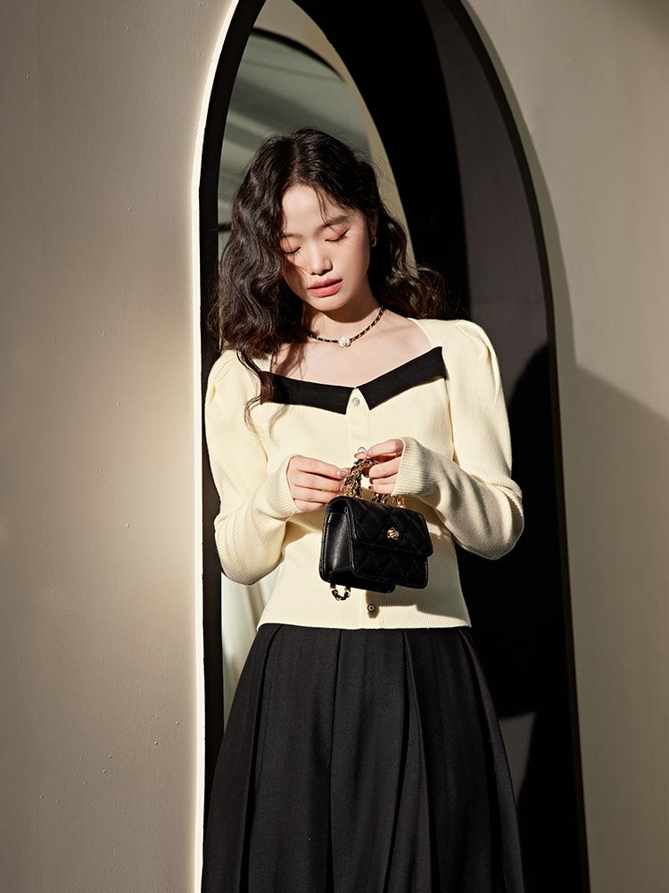 롱 슬리브 니트 탑