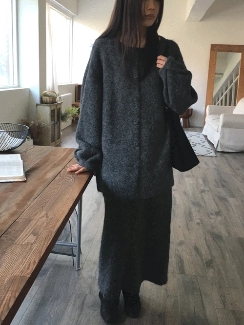 모어 니트 스커트 세트 (2colors)