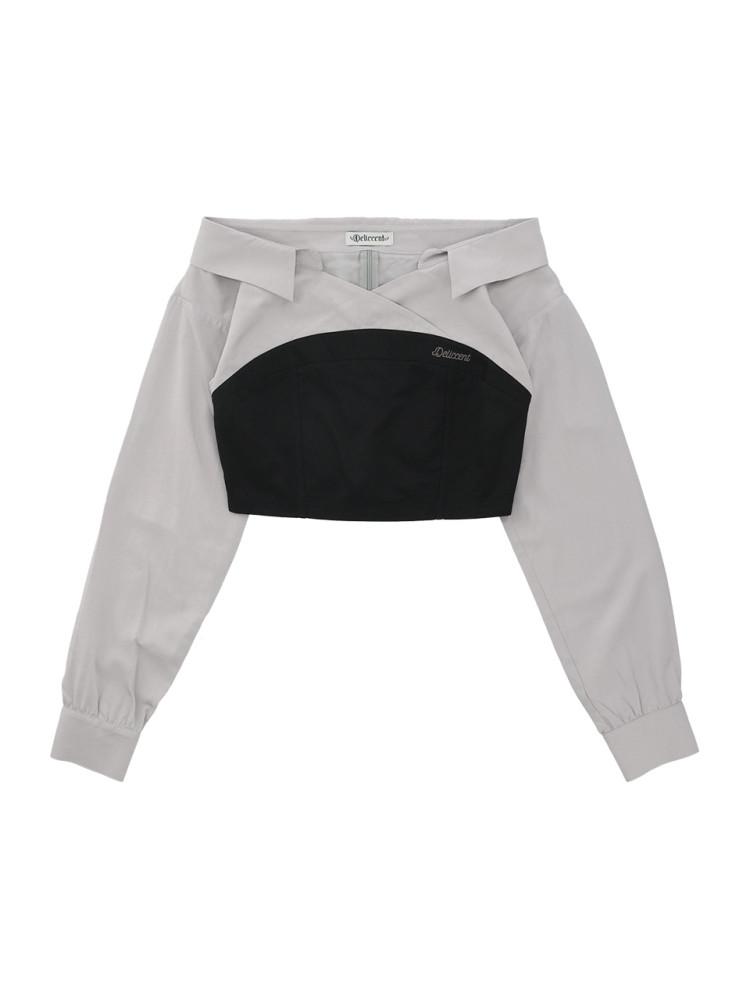 오픈 숄더 셔츠 [GRAY]