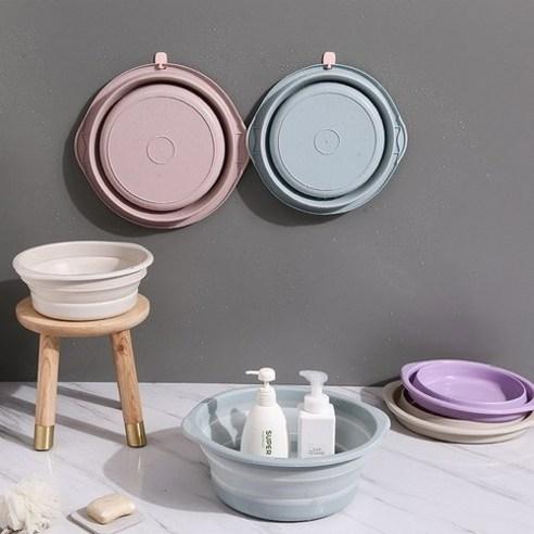 심플리앤 공간절약 다용도 접이식 대야 대, 베이지, 1개