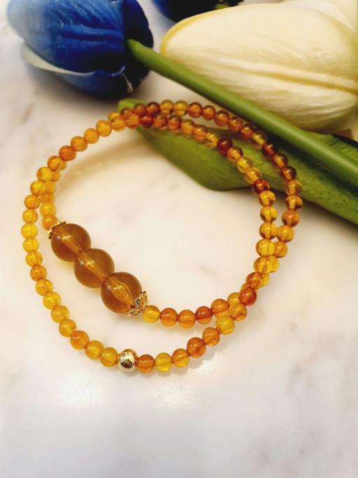 잔량2점 파격할인👶꿀잠템 3.5미리 호박 비드팔찌