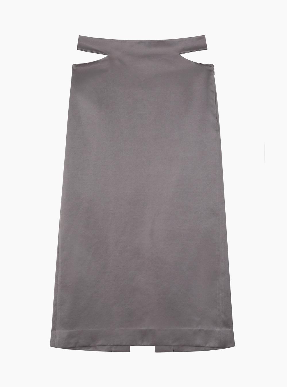 CUT-OUT LONG SKIRT (PURPLE GRAY)