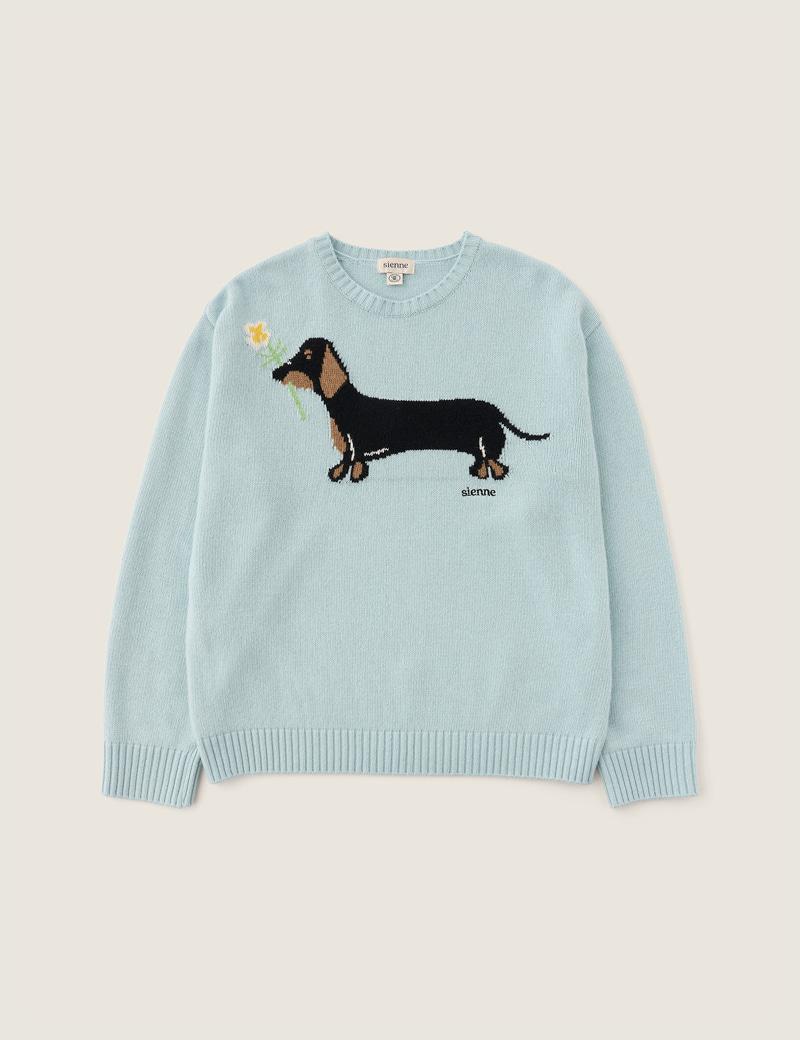 Cashmere Dachshund Knit (Sky Blue)