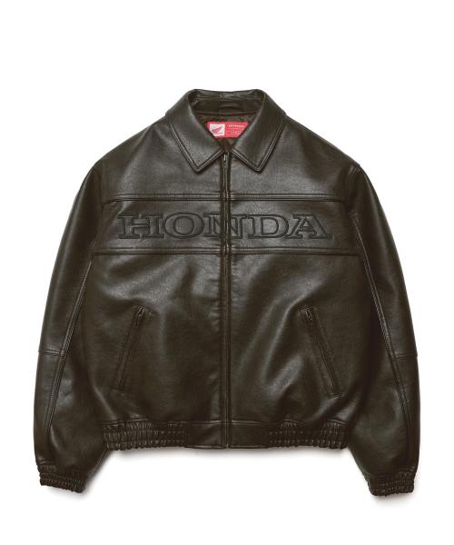Motorcycle Piping Leather Jacket Brown