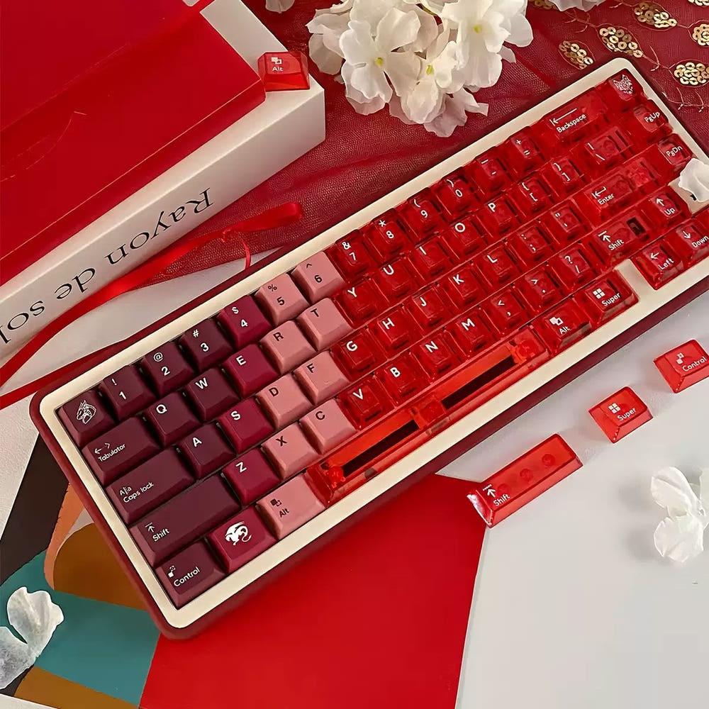 레드 플레임 키캡 PBT + PC 체리 Cherry 높이 염료승화 기계식 키보드 키캡