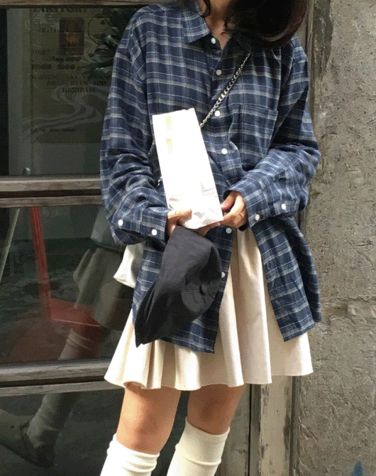 추천! [unisex] 니와 체크 오버 셔츠 (2color)