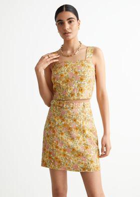 프린트 리넨 탑