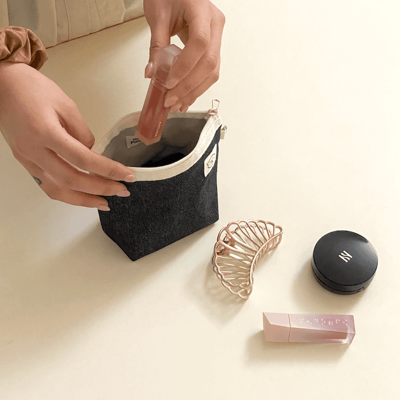 데님 미니파우치 동전지갑 생리대파우치