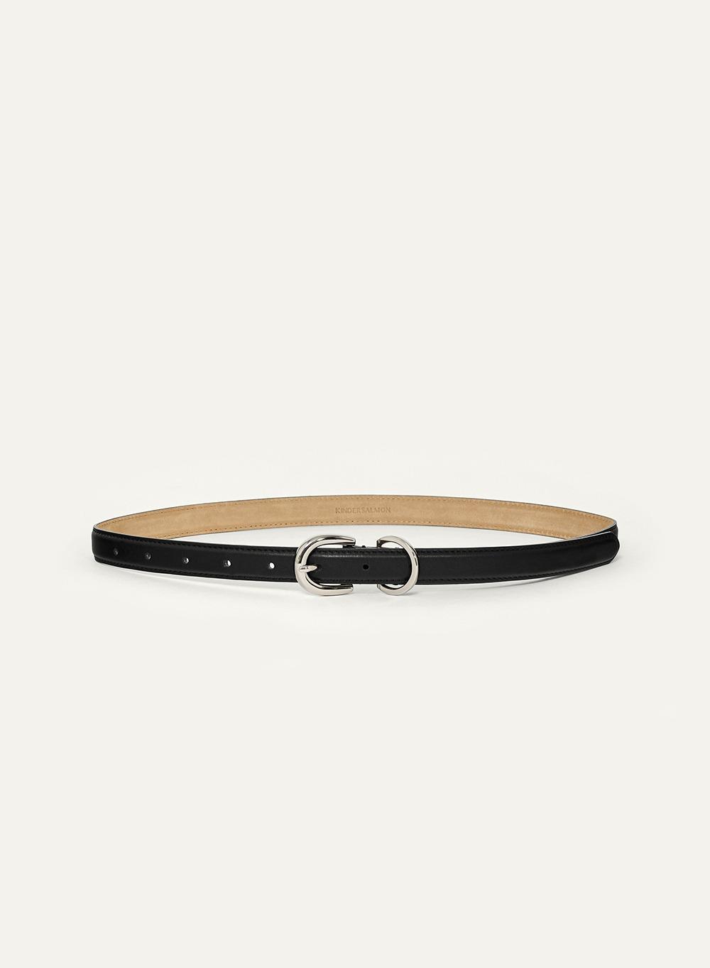 Silver Buckle Leather Belt Black