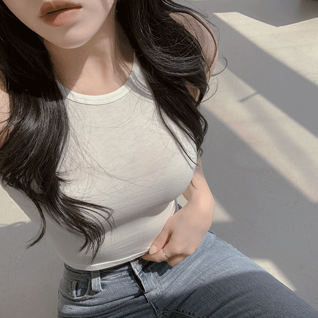 죠닝 모달 라운드넥 크롭 나시 (아이보리/그레이/블랙)