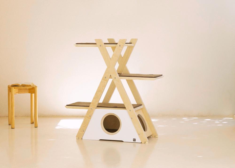 디어캣 미니캣타워 먼치킨 노묘 원목 소형캣폴 서브캣타워  X-Line 기본형