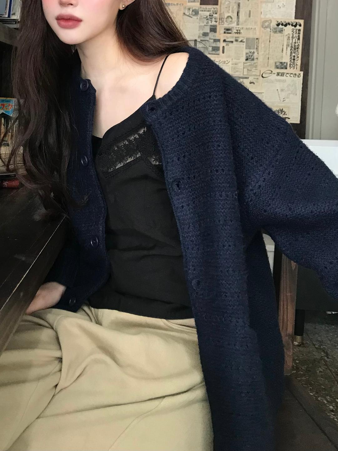 [restock] punching round cardigan (2col)