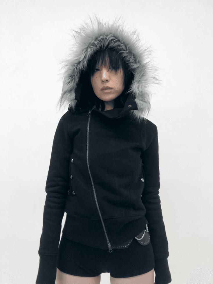 UNBALANCED FUR HOODIE