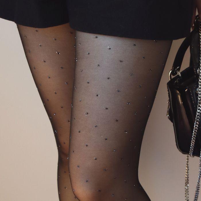 glittery dot tights (black)