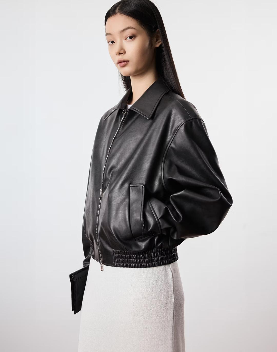 Faux Leather Jumper (Vintage Black)