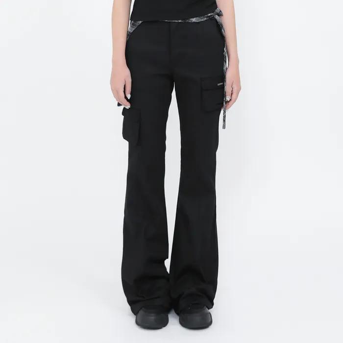 Line pocket cargo pants BLACK