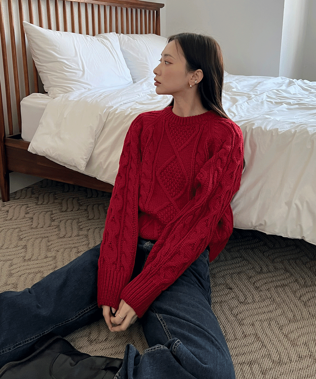 [당일출고]솔리드 케이블 니트