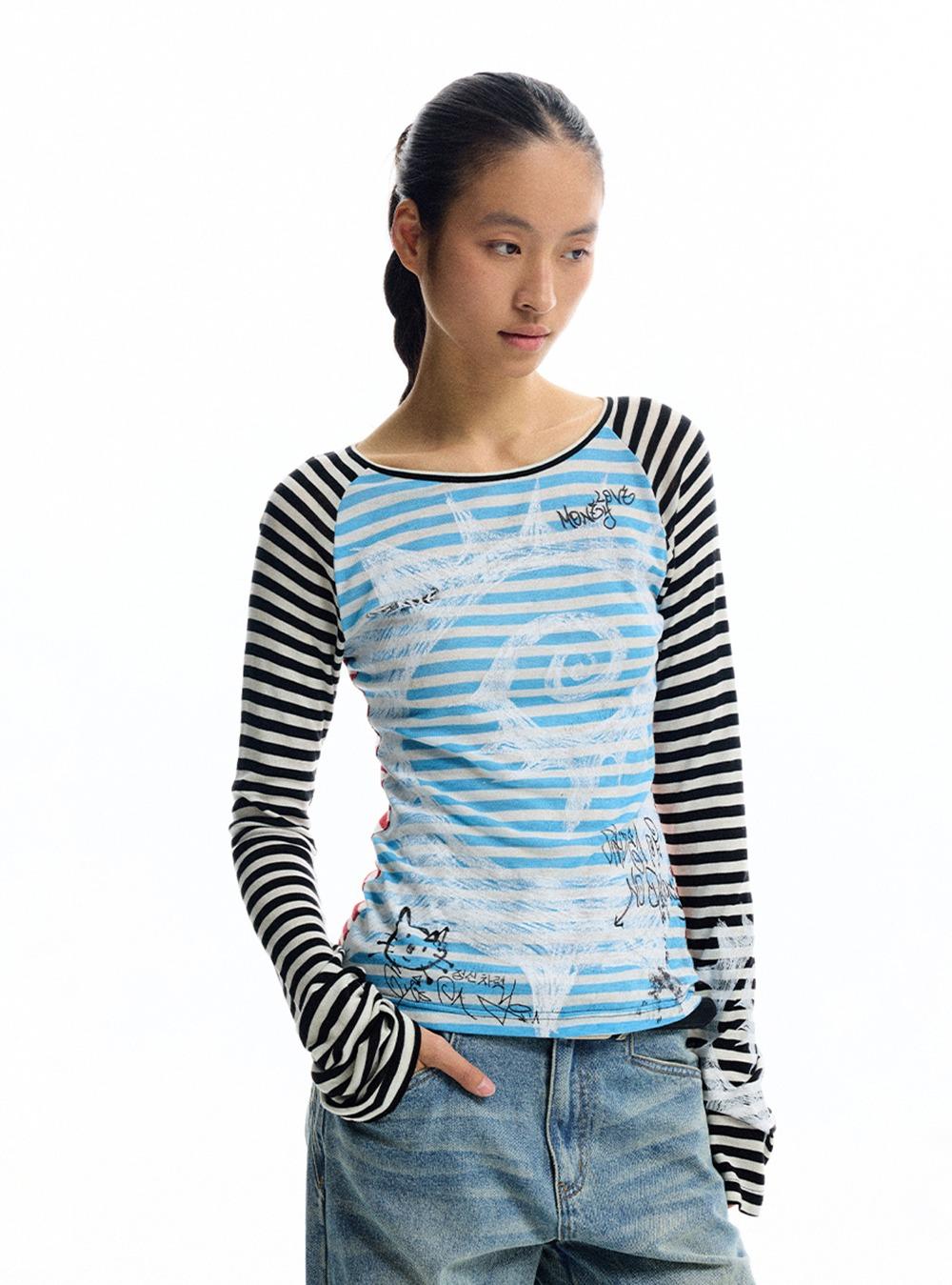 Vortex Nautilus Color Stripe Top