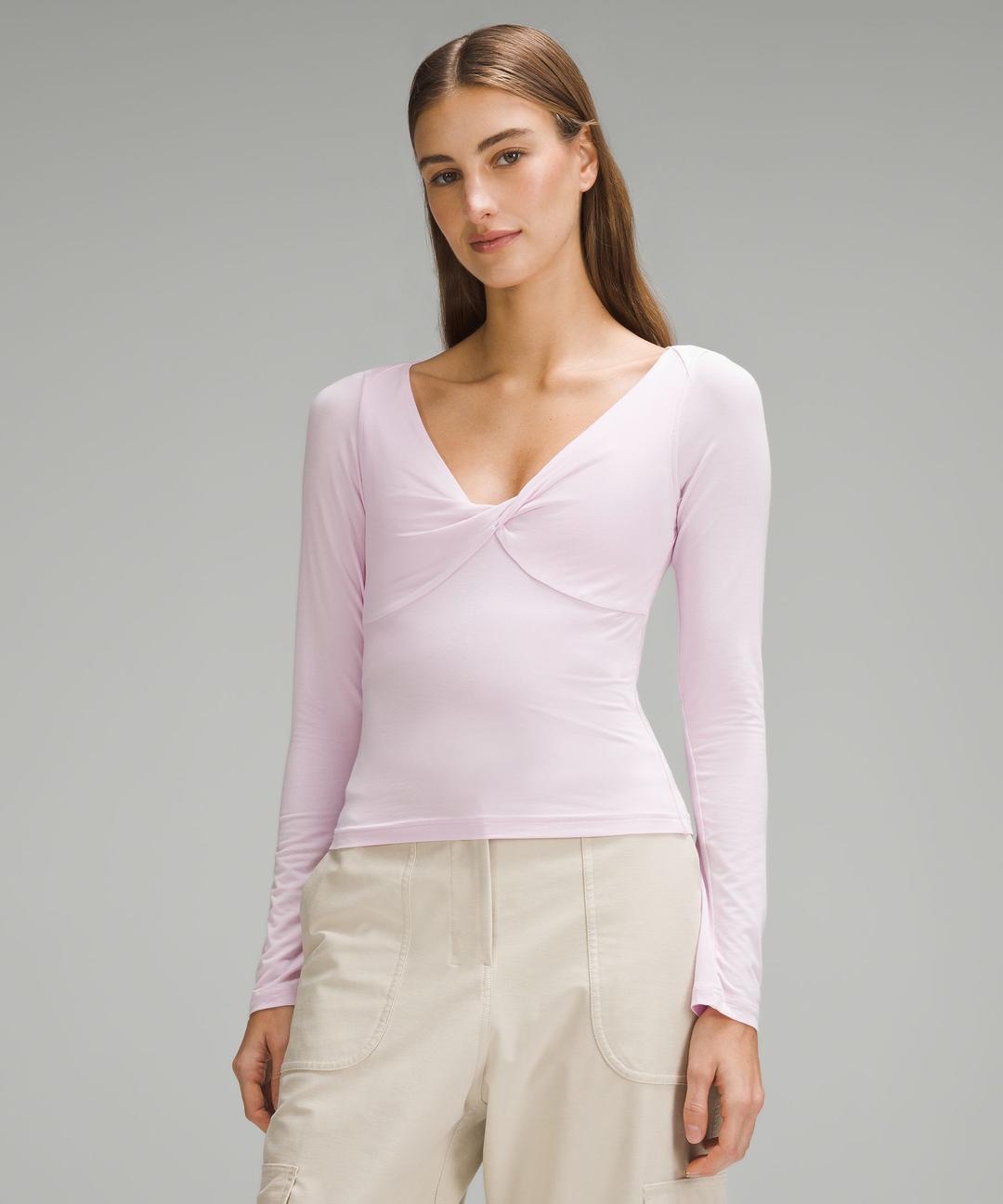Modal-Silk Blend V-Neck Long-Sleeve Shirt