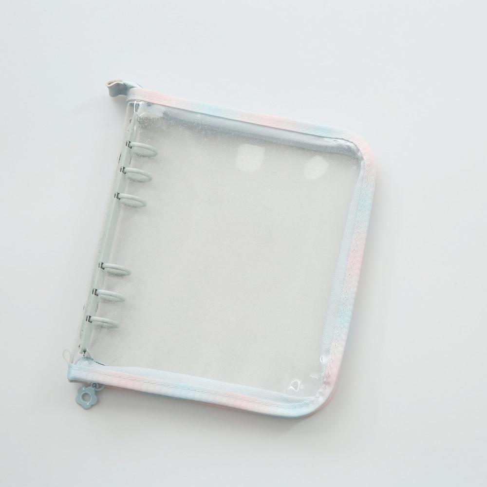 와이드 워터젤 지퍼 6공 다이어리 커버 바인더 - 정사각 블루핑크 A6