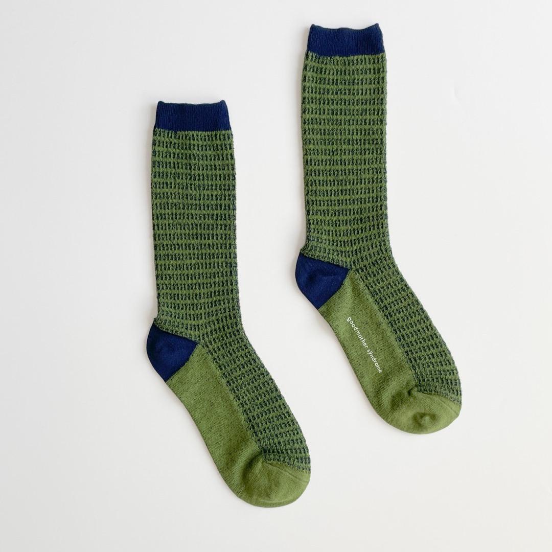 GMS198 Two-Tone Skashi Knitting : Grass/Navy