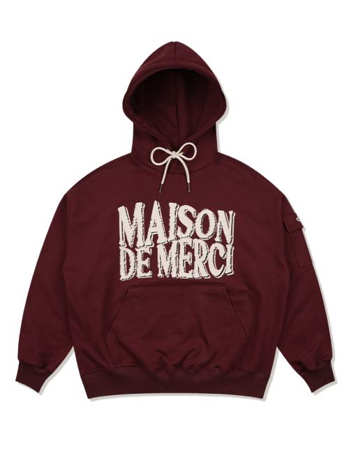 UNISEX 카고포켓 DISPLACE 로고 후드 버건디(FCE1TS102M)