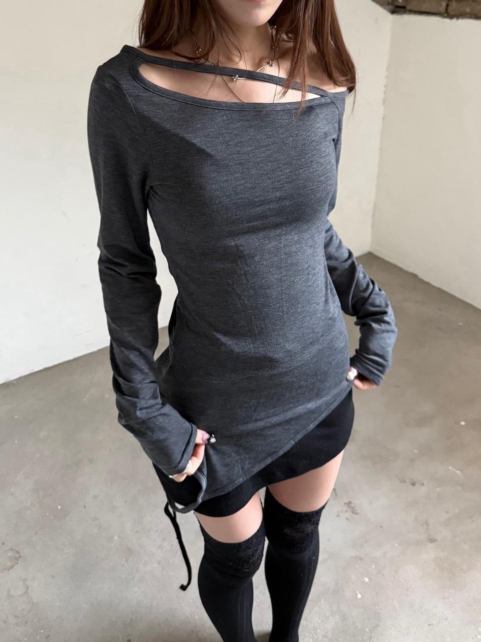 슬립오버 빠른배송 Unbal slit t 레이어드 슬림 트임 기본티셔츠