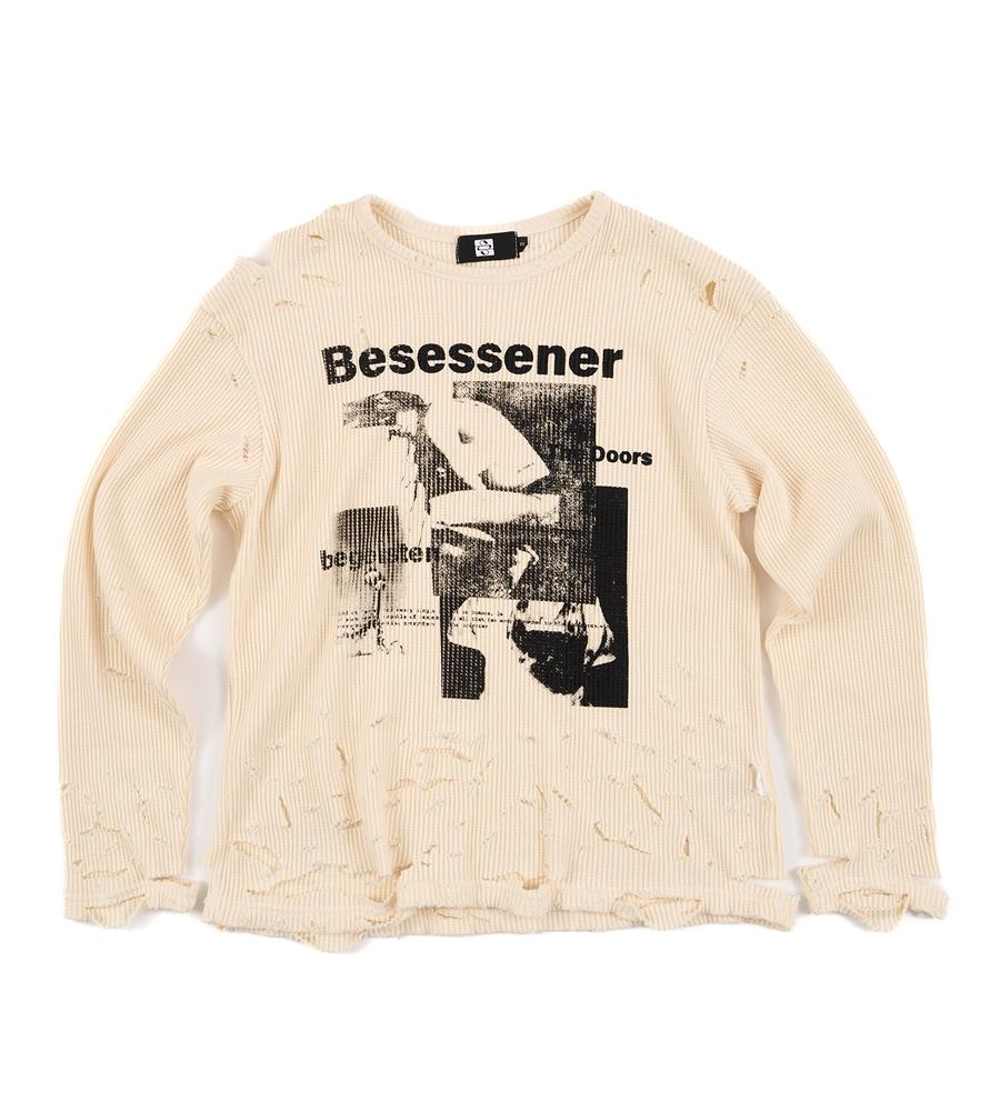 Besessener Hand Distressed Waffle T-Shirt - Beige