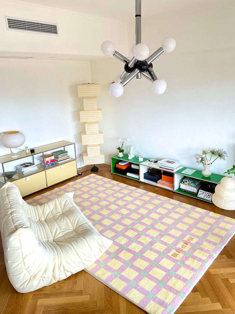 헤이유드 BONJOUR 체크 러그 (2color)(3size)체커보드 자카드 화사한 발매트 대형 거실