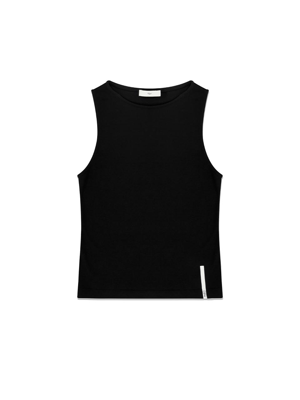 Basic Boat Neck Tank Top Black