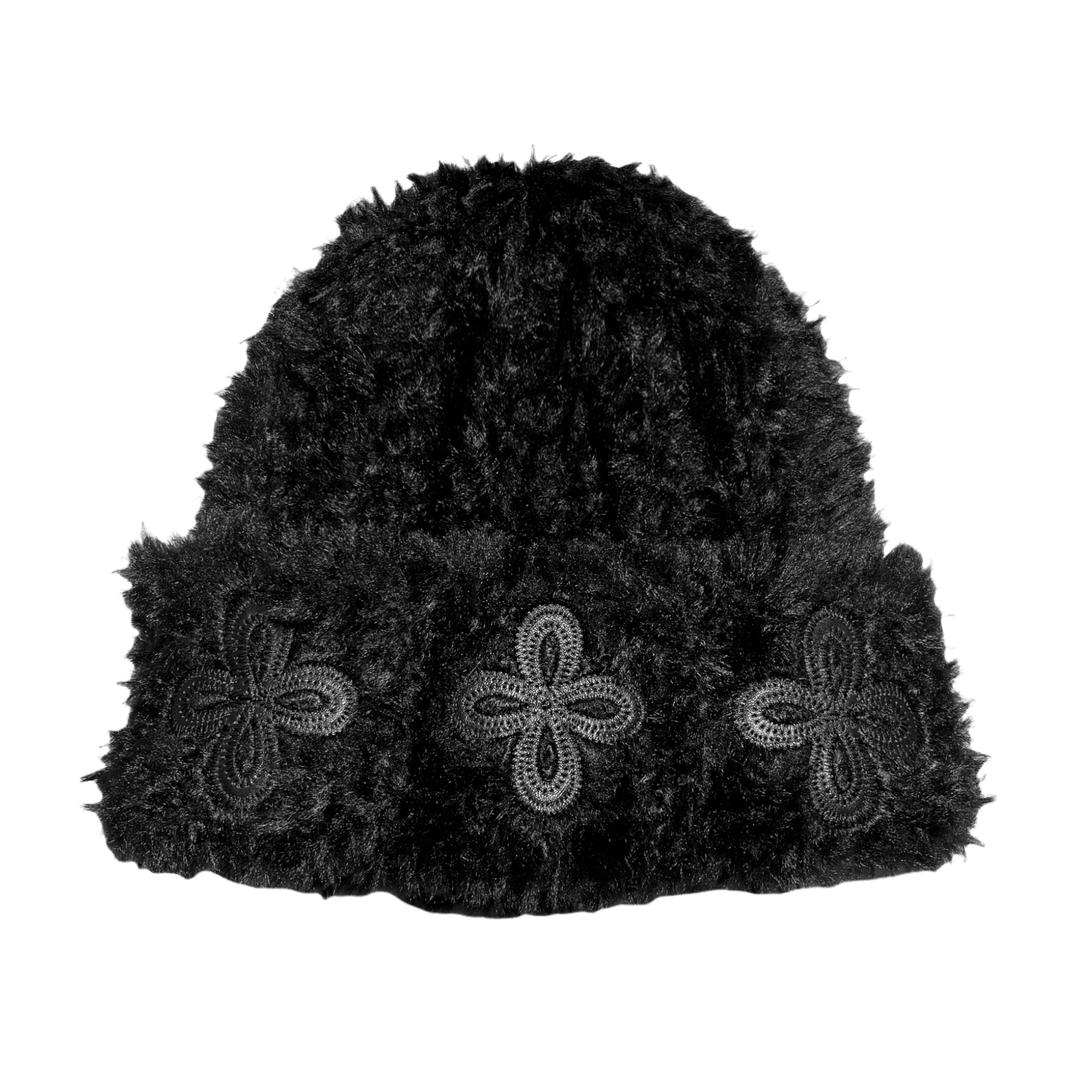 surgery leather patch fur beanie 'black'