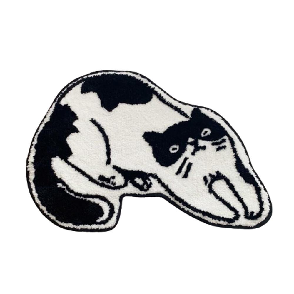 쏠띵즈 블랙 화이트 귀여운 도어매트 러그