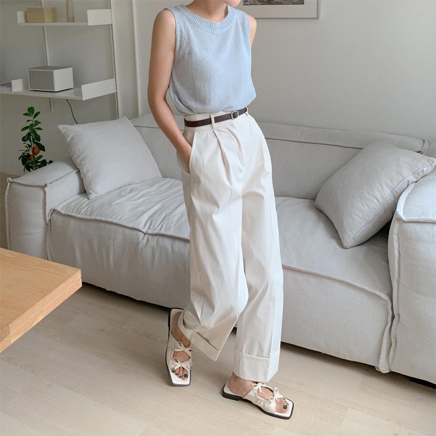 [MADE][아이보리/베이지 당일발송] 와이드롤업 하이웨스트 슬랙스