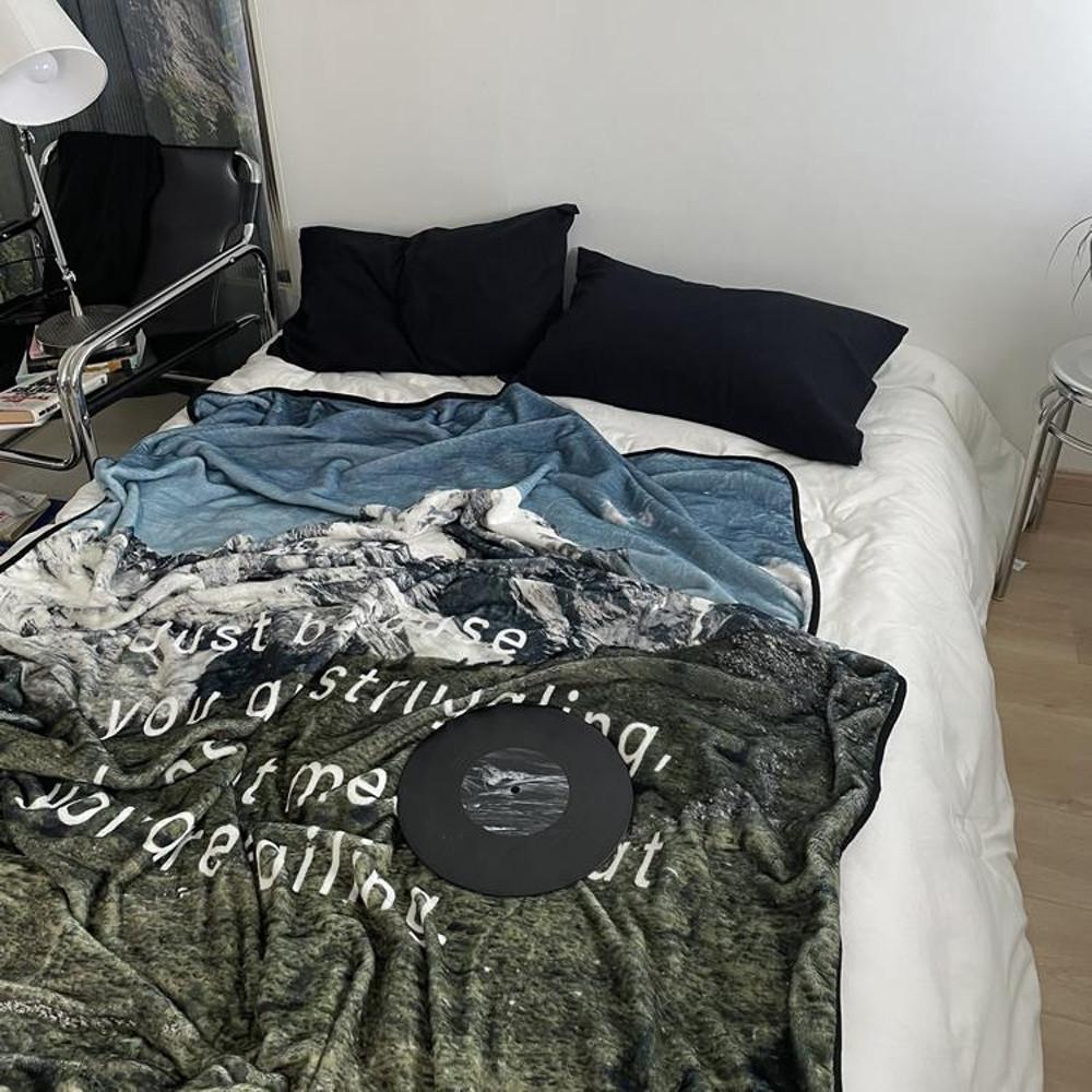 코지풀 Snow Mountain 소프트 플리스 담요 빈티지 포토 블랭킷