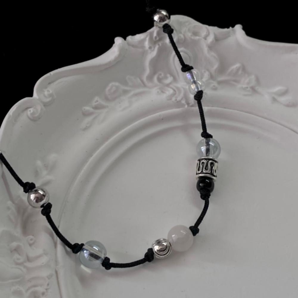 [제작] 청월(淸月)-푸른 달 수정 원석 매듭 팔찌