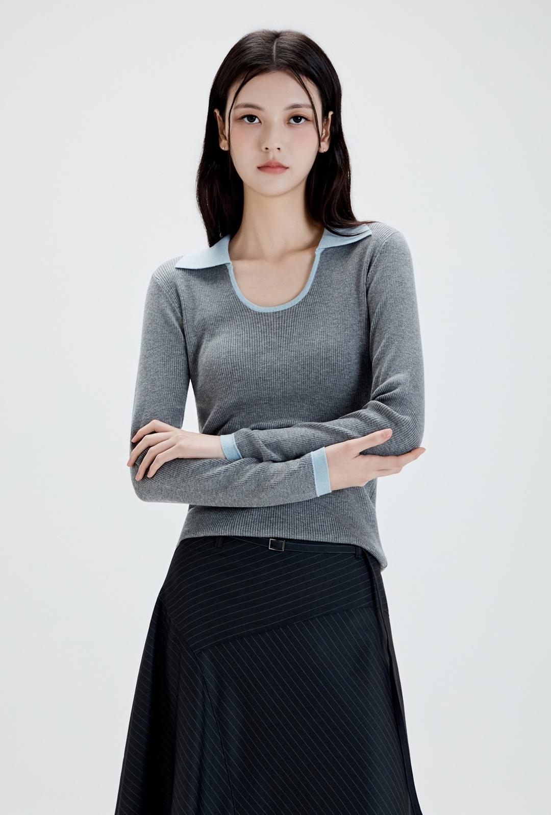 [울블렌드] 카라넥 레이어드 풀오버_MIWKAF93SS