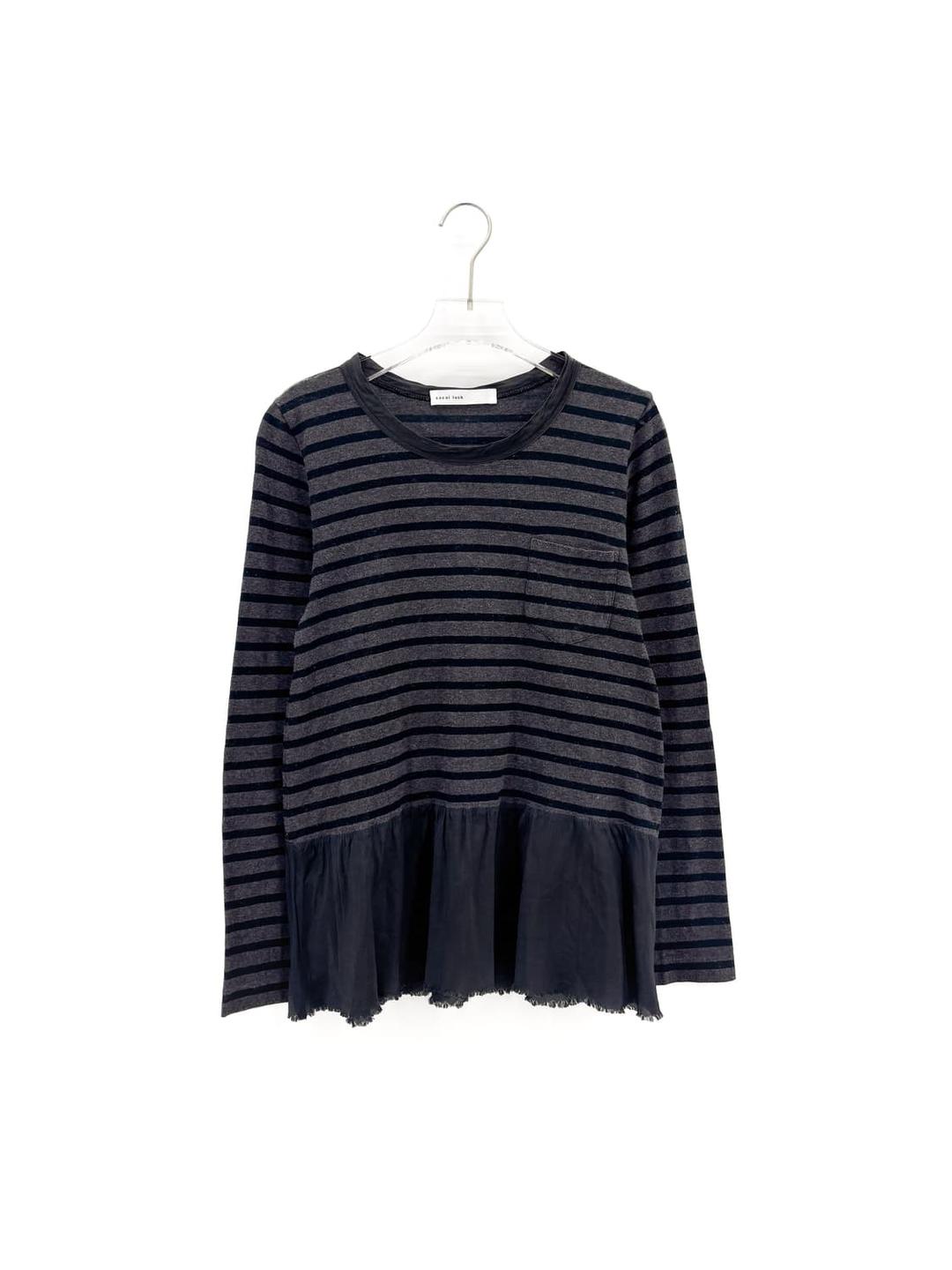 사카이 럭 스트라이프 프릴 긴팔 티셔츠 | 후루츠패밀리