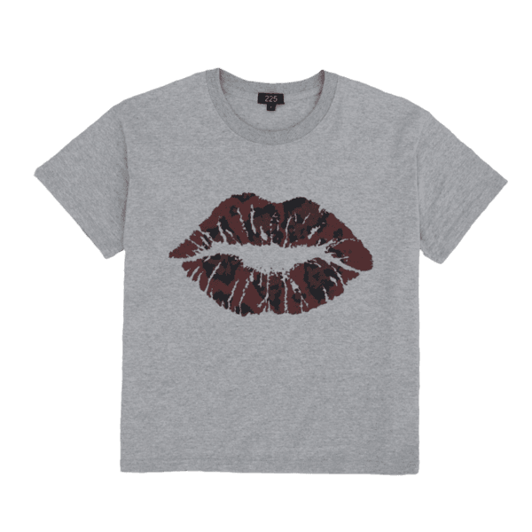 kiss crop T-shirt (grey)