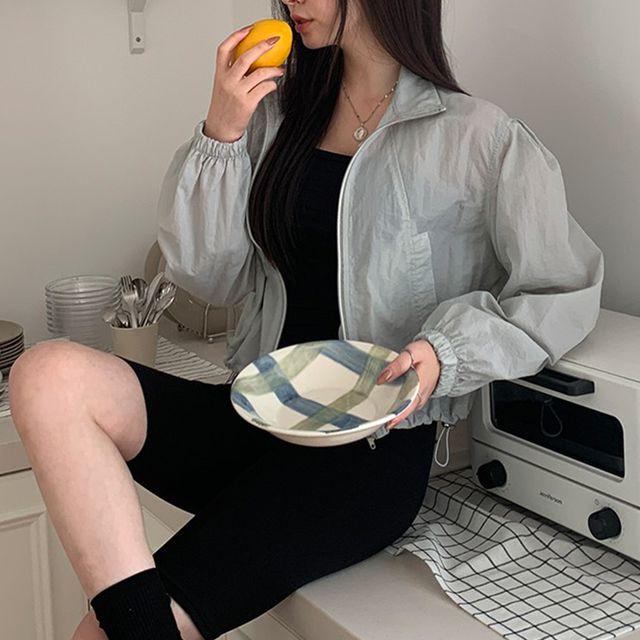 [루즈핏/여름 아우터] 살안타템 얇은 크롭 오버핏 바람막이 자켓/윈드브레이커 [KKJO-1182]